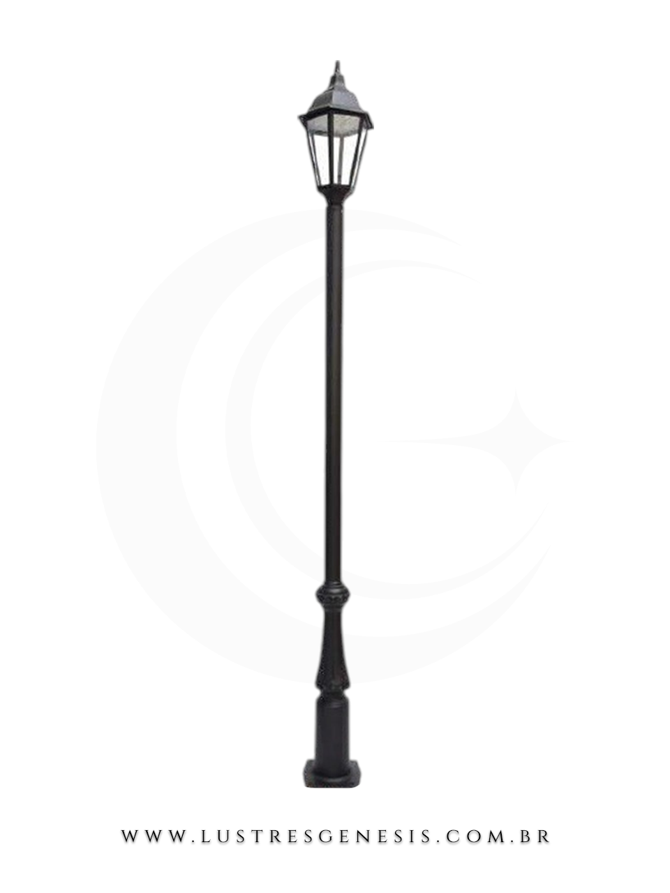 Poste de Jardim Colonial 3,36m Alumínio Fundido com Suporte para Placa Iluminação externa fachada, jardim e área gourmet
